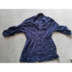 Papaya Girls Dress Size L Large Dark Blue 3/4 sleeve button down 2 pocket